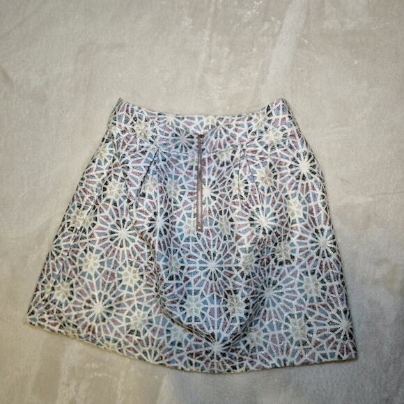 Mi ami Metallic Brocade Mini Skirt Women's Small - Geometric Jacquard High Waist - Picture 5 of 16